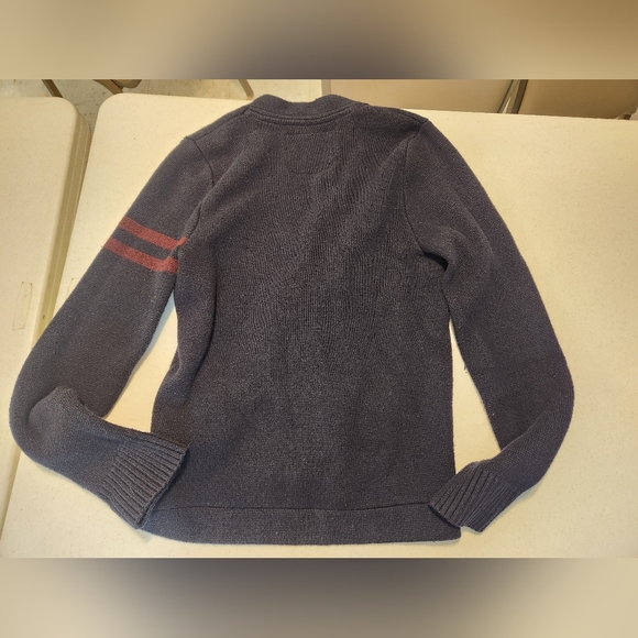 Abercrombie & Fitch Cardigan‎ Mens M Navy Letterman Sweater University Logo - Picture 11 of 11